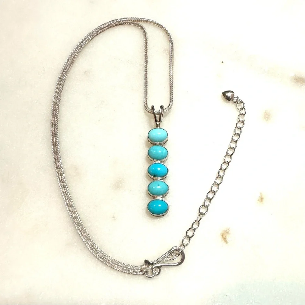 Jay King Sleeping Beauty Turquoise Foxtail Chainlink Sterling Silver Necklace